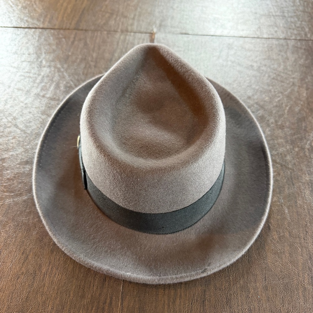 Scala Classico Stylish Gray Wool Fedora Hat with Black Band Size L